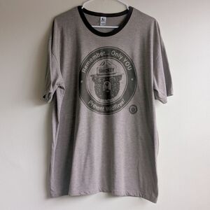 Gaziani Brown SmokeyThe Bear Retro Neckline Cotton Tee Shirt Nature Earthy Love